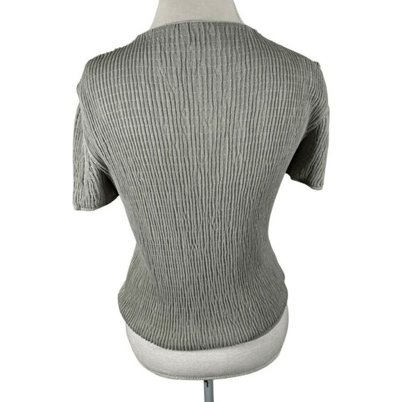 Vintage Giorgio Armani Rib puckered texture top Gray Crop Chic Size IT 42 US 6 - Picture 3 of 9